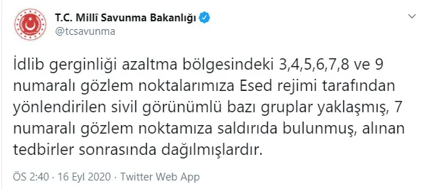 Son dakika | MSB açıkladı! Suriye'de rejimden provokasyon - 1
