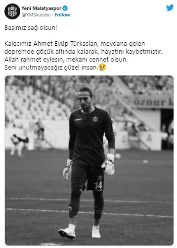 yeni-malatyasporlu-kaleci-ahmet-eyup-turkaslan-depremde-hayatini-kaybetti-1675785616523.jpg Yeni Malatyasporlu kaleci Ahmet Eyüp Türkaslan depremde hayatını kaybetti - 1