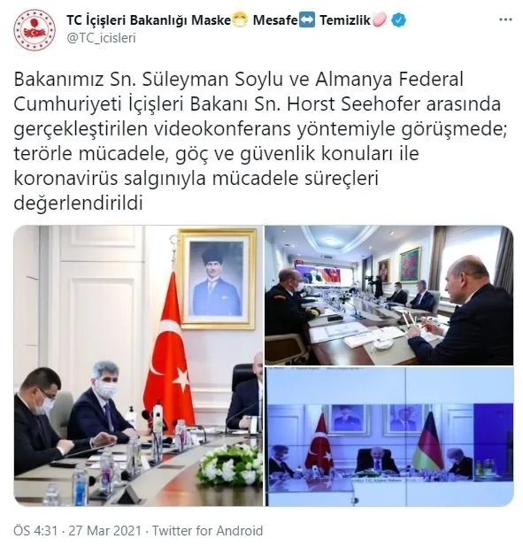 İçişleri Bakanı Süleyman Soylu, Alman mevkidaşı Horst Seehofer ile görüştü - 3