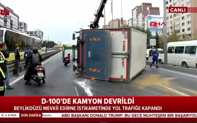 Kamyon devrildi, Edirne istikameti kapandı!