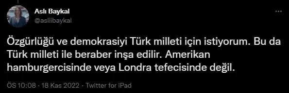 Aslı Baykal’dan Kılıçdaroğlu’na ’hamburger’ göndermesi: Özgürlük ve demokrasi milletle beraber inşa edilir