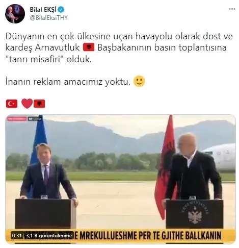 1620249840015.jpg Arnavutluk'taki basın toplantısına Türk Hava Yolları damgası! "Bizim olmadığımız yerde bizi hatırlatacak bir şey mutlaka olur" - 7