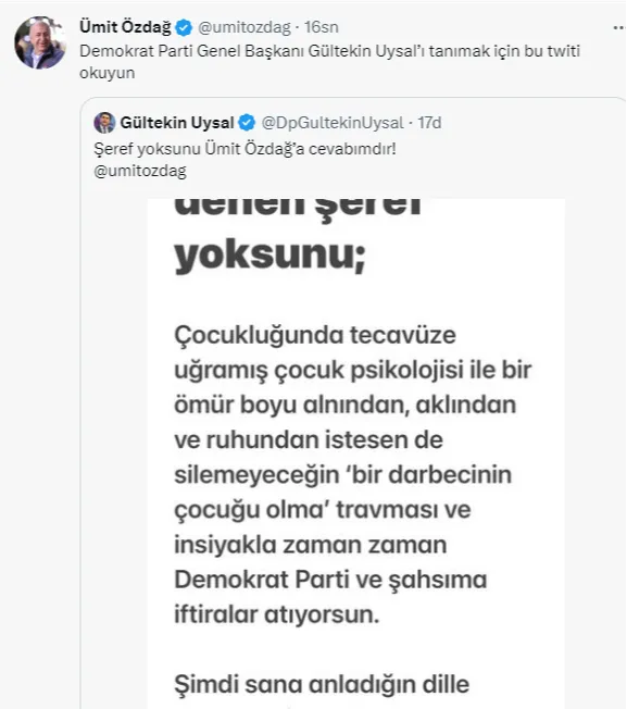 Ümit Özdağ ve Gültekin Uysal arasında ağza alınmayacak hakaret! Siyasi ahlak çukur seviyesinde