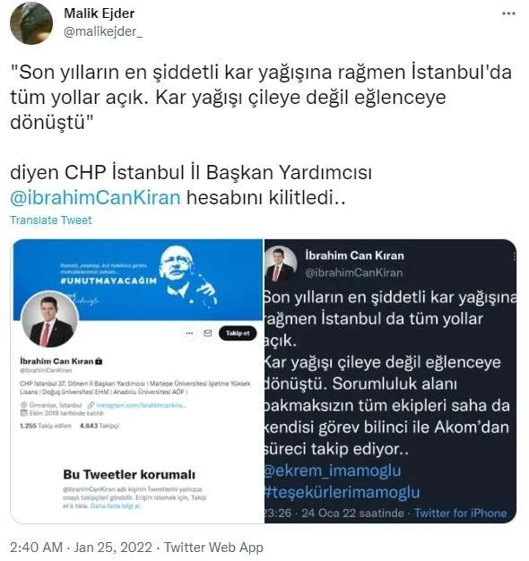 İstanbul karda esir olurken CHP’den akıllara ziyan paylaşım! İBB’nin yetersizliğini görüp İmamoğlu’na teşekkür etti