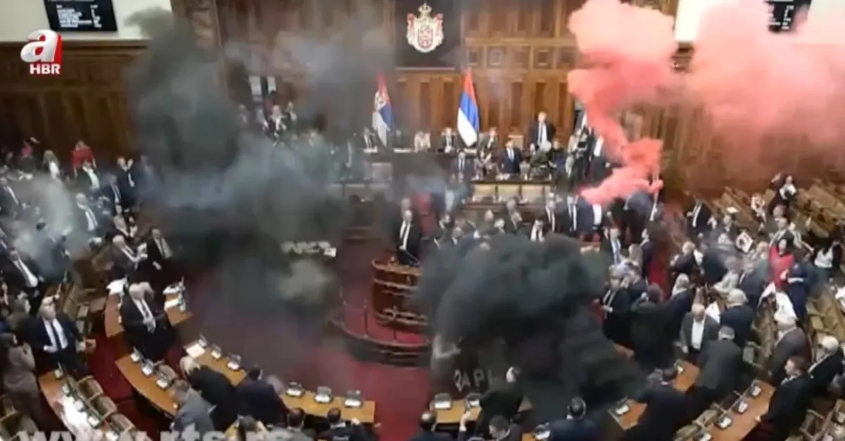 Sırbistan'da parlamento karıştı!
