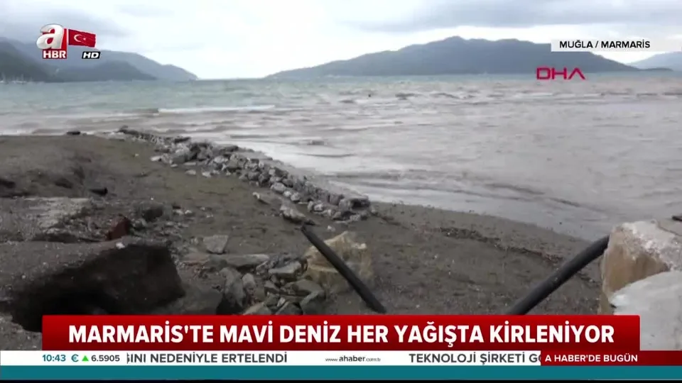 Muğla Marmaris’te deniz kirliliği! Rengi kahverengiye döndü |Video