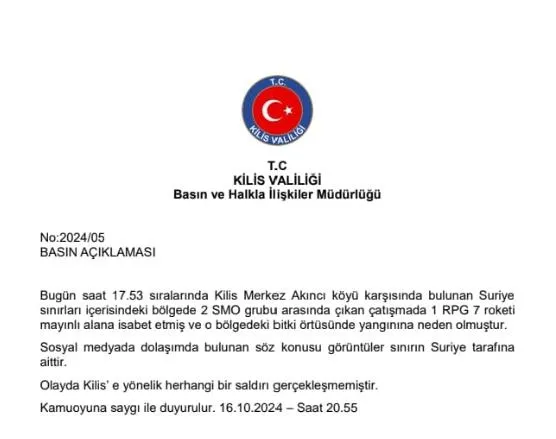 Kilis’te mayınlı bölgeye roket düştü! Güvenlik kaynaklarından açıklama....
