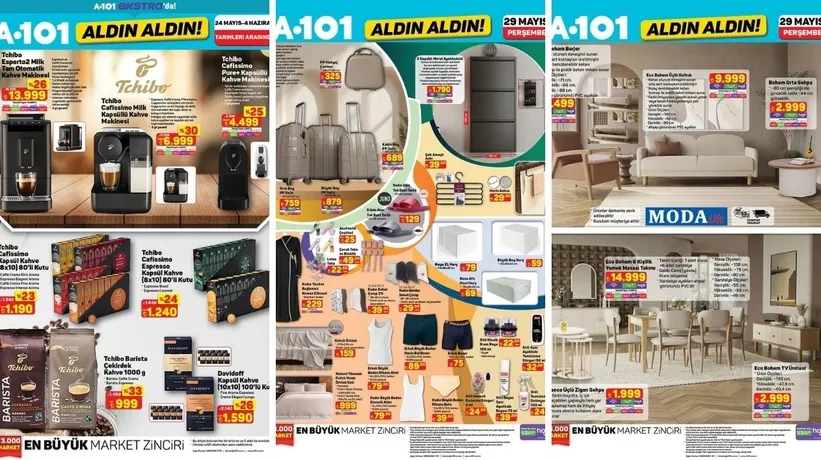 A101 aktüel kampanya: Kahve makinesi 13.999 TL, bıçaklar 90 TL’den satışta...