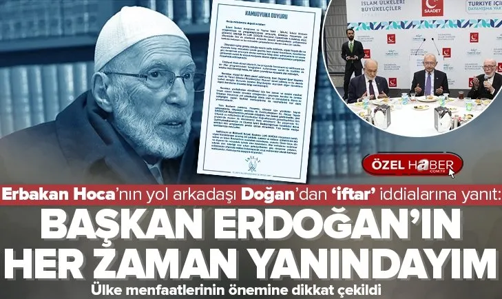 Eski Diyanet İşleri Başkanı Lütfi Doğan iddialara yanıt vererek Başkan Erdoğan’a açık desteğini ilan etti