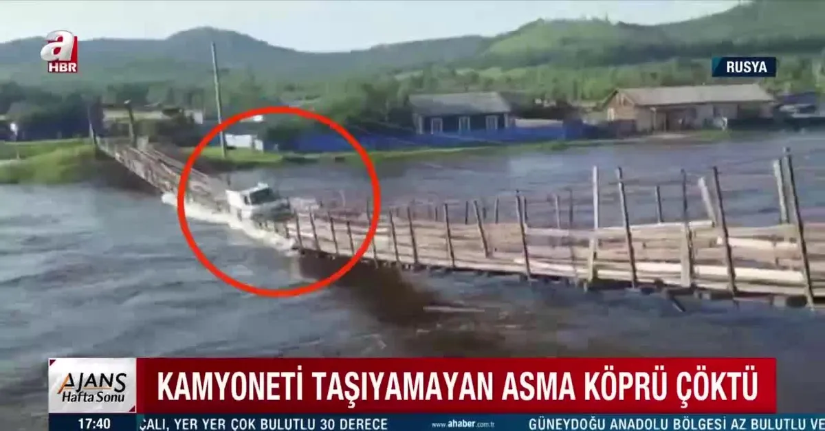 Kamyoneti taşıyamayan asma köprü çöktü | O anlar anbean kameraya yansıdı