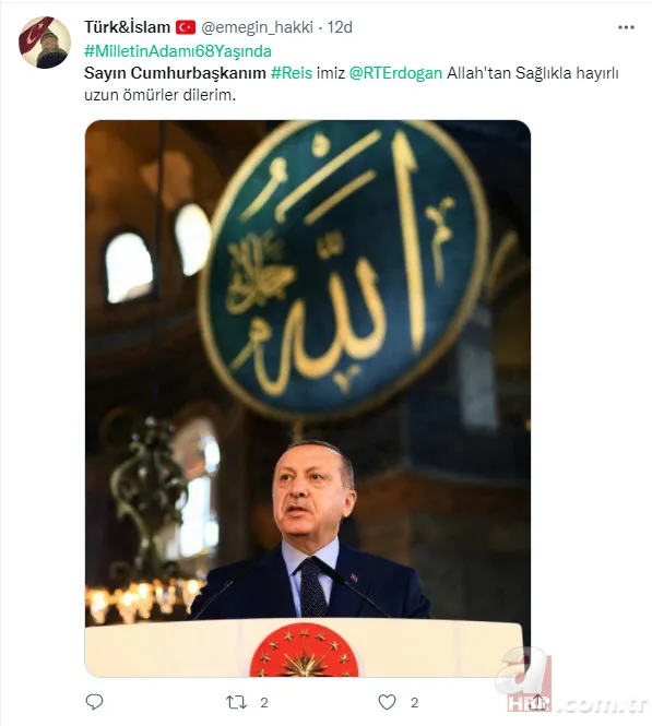 Başkan Erdoğan'ın 68'inci doğum günü | Sosyal medyadan binlerce kişi kutladı: İyi ki doğdun Reis 20