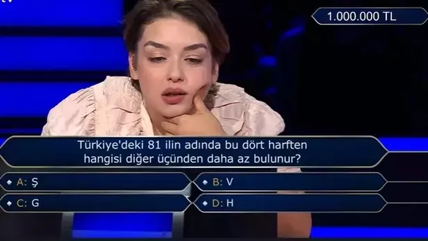Türkiye'deki 81 ilin adında bu dört harften hangisi diğer üçünden daha az bulunur? Kim Milyoner Olmak İster 1 milyon sorusu! İllerin listesi... - 3