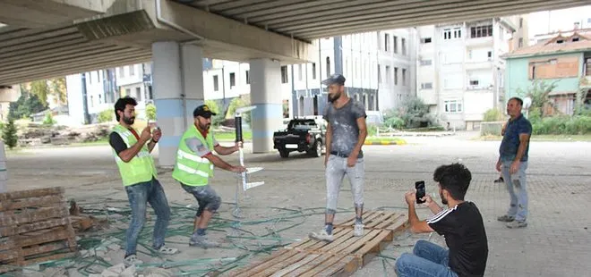 Trabzon’da inşaat işçileri defile yaptı! Sosyal medyada 2 günde 5 milyon izlendi