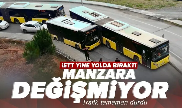 Son dakika: Arnavutköy’de otoyol bağlantısında İETT otobüsleri arızalandı! Trafik tamamen durdu