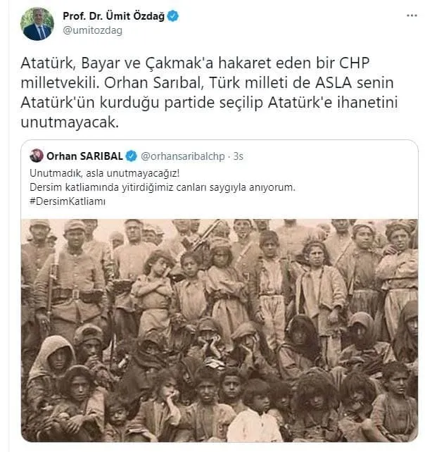 CHP'li Orhan Sarıbal'ın 'Dersim katliamı' paylaşımına tepki yağıyor: Atatürk'ün partisine yakışıyor mu? Yazık! - 3