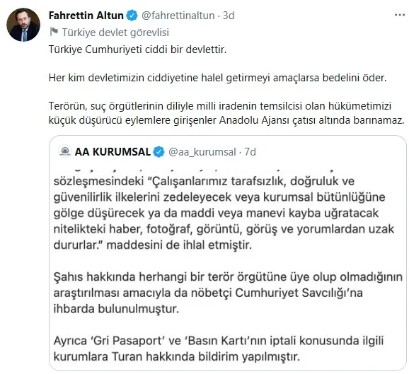 Muhabir Musab Turan’ın FETÖ bağlantısı ortaya çıktı