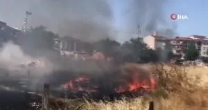 Tekirdağ’da mahalle arasındaki arazi yangın