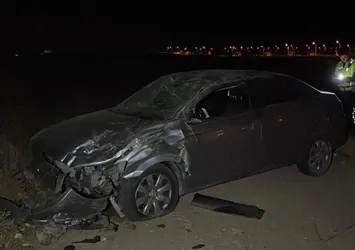 Karaman'da kontrolden çıkan araç takla attı
