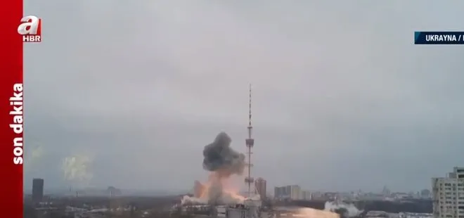 SON DAKİKA | Kiev’de TV verici kulesi böyle vuruldu