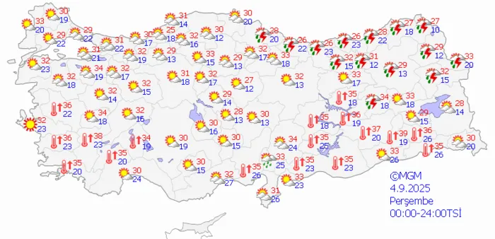 1756708386629.png Meteoroloji Genel Müdürlüğü'nün tahmin haritası (MGM web sitesi)