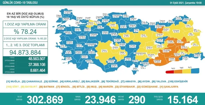 SON DAKİKA: Sağlık Bakanlığı Kovid-19 vaka-vefat ve aşılama tablosunu açıkladı (3 Eylül 2021) - 8
