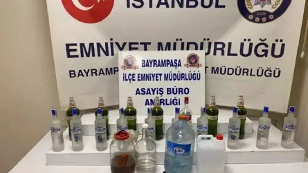 Bayrampaşa'da sahte içki üretilen depoya baskın