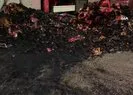 Mangal kömürü yüklü tır alev alev yandı