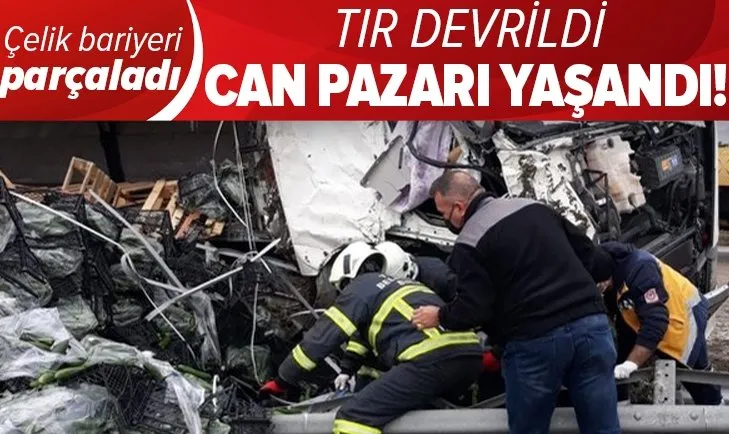 Amasya'da sebze yüklü TIR devrildi can pazarı yaşandı