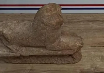 Manisa’da aslan heykeli ele geçirildi