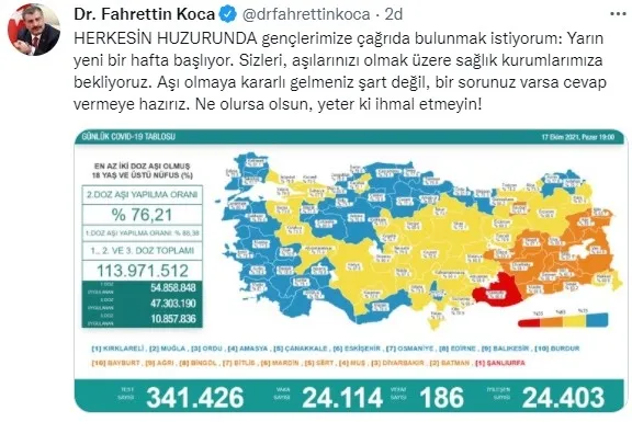 SON DAKİKA | Sağlık Bakanlığı korona virüs tablosu (17 Ekim 2021) - 2