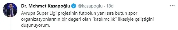 Gençlik ve Spor Bakanı Mehmet Muharrem Kasapoğlu'ndan flaş "Avrupa Süper Ligi" açıklaması - 1