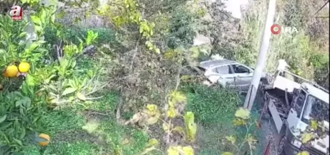 Çekiciye yüklenirken geri viteste unutulan araç rampadan uçtu: 2 yaralı