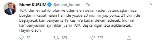 Çevre ve Şehircilik Bakanı Murat Kurum'dan flaş TOKİ açıklaması: Yüzde 20 indirim yapılacak - 2