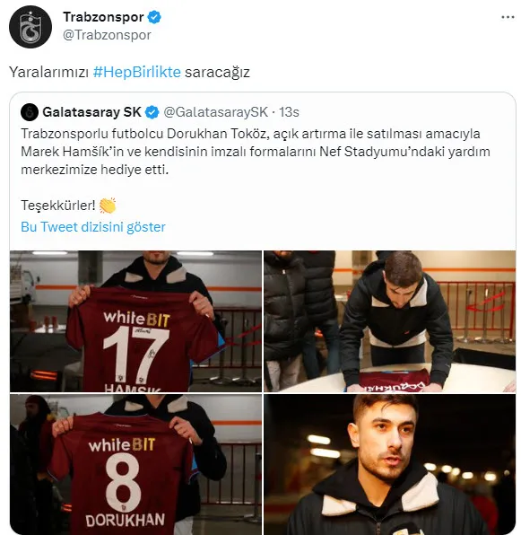 1676268589931.jpg Türk sporunun 4 efsanesi Fenerbahçe, Beşiktaş, Galatasaray ve Trabzonspor depremzedeler için seferber oldu! Duygulandıran paylaşımlar - 5