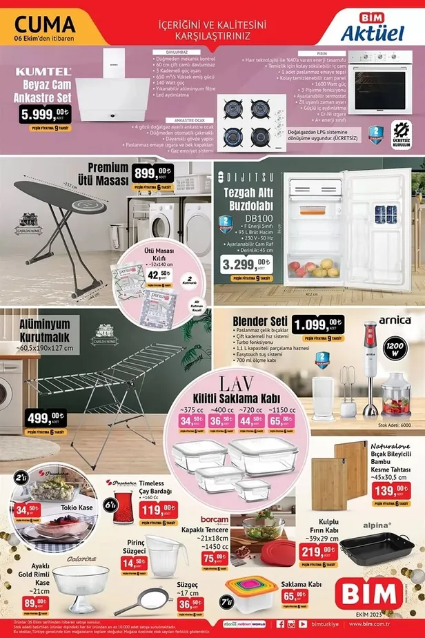 11 Ekim BİM aktüel ürünler kataloğu yayınlandı! BİM’de 59 TL’ye Yoğurt, 39,50 TL’ye un, 20 TL’ye Pilavlık Bulgur, 128 TL’ye tereyağı, 155 TL’ye Tost Peyniri satılıyor