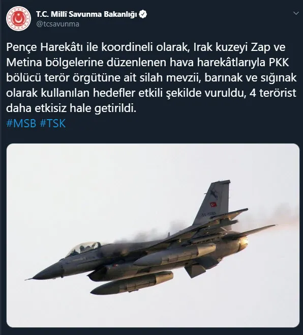 Son dakika: Pençe Harekatı'nda 4 terörist etkisiz hale getirildi - 1