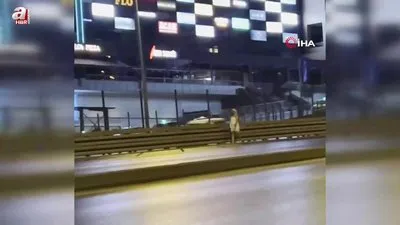 Havluyla E-5’e çıkan kadın sürücülere zor anlar yaşattı
