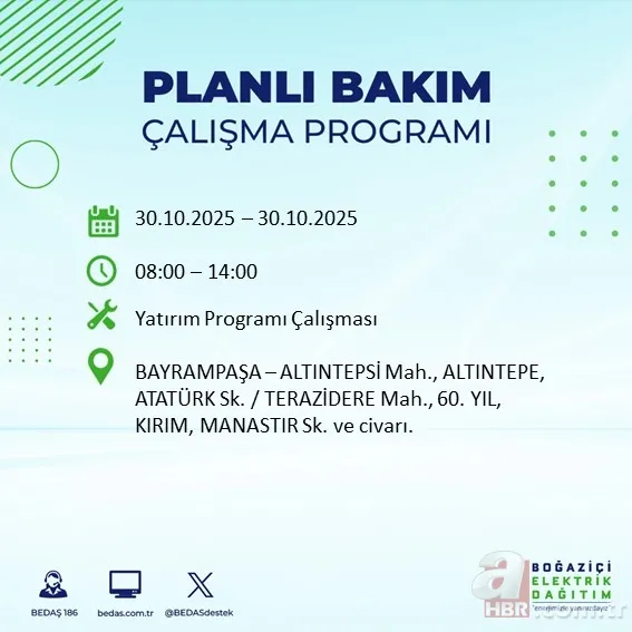 BEDAŞ duyurdu! İstanbul’da 24 ilçede elektrik kesintisi: Hangi ilçelerde kesinti olacak? 8