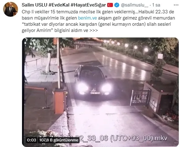 15 Temmuz’da TBMM’ye ilk gelen AK Partili isim! İşte CHP’li Engin Özkoç’u yalanlayan görüntü