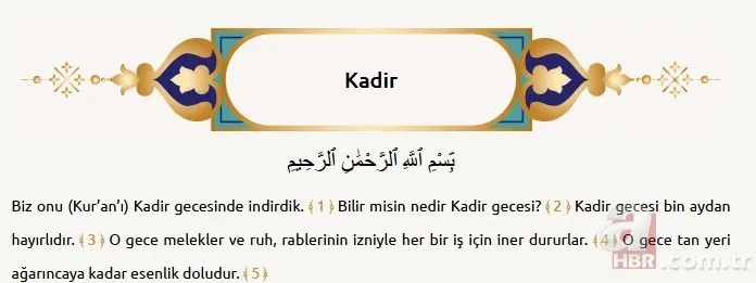 Kadir suresi faziletleri nelerdir? Kadir suresi oku ve dinle! Kadir suresi Arapça okunuşu ve Türkçe anlamı 3
