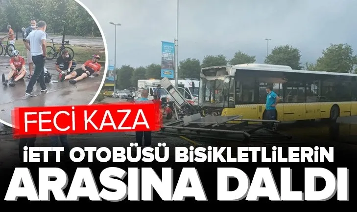 İETT otobüsü bisikletlilere çarptı: 4 yaralı