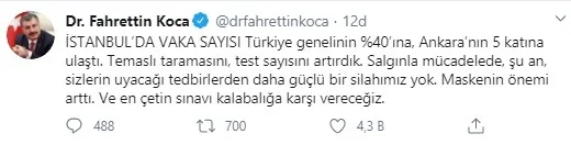 Sağlık Bakanı Fahrettin Koca: İstanbul’da vaka sayısı Türkiye genelinin %40’ına ulaştı - 1
