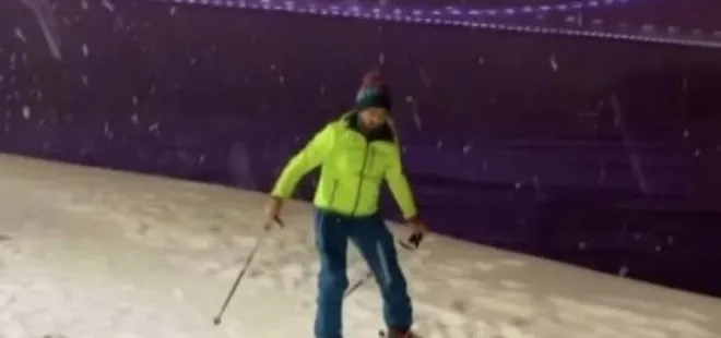 Avcılar’da kayak yapan kişi bu defa da Üsküdar’da kayak yaptı