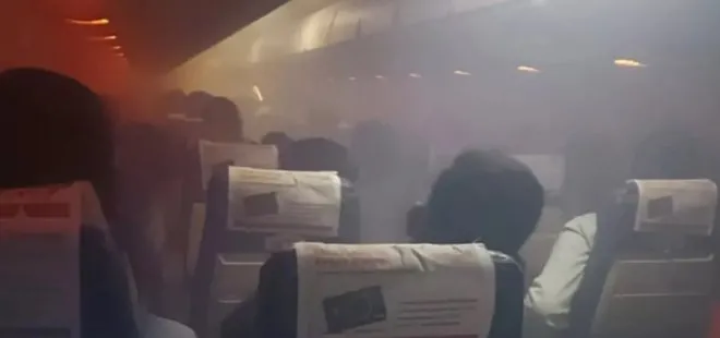 Havada korku dolu anlar! Uçağın içi aniden dumanla doldu… Yolculardan dua sesleri yükseldi