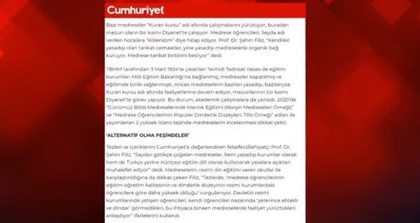Cumhuriyet gazetesinde Kur’an-ı Kerim’den hazımsızlığı! İslam düşmanları yine saldırıya geçti