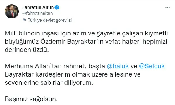 Son dakika | Selçuk Bayraktar’ın babası Özdemir Bayraktar vefat etti