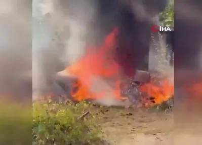 Şarampole uçan otomobil alev topuna döndü