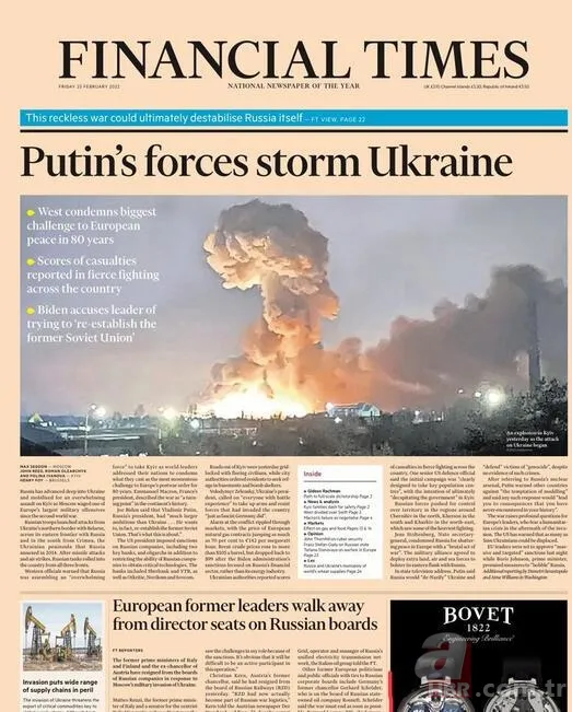 Rusya'nın Ukrayna'yı işgali dünya basınında: 'Putin'in kanı' 9