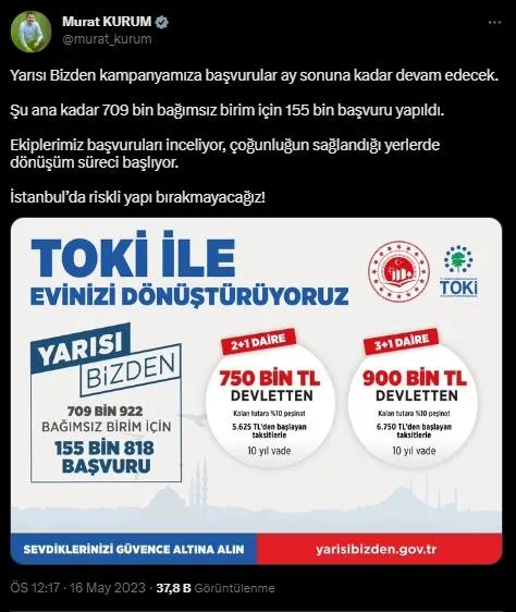 ’Yarısı Bizden’e rekor başvuru! Bakan Kurum son tarihi açıkladı! İşte 20 soruda Yarısı Bizden kampany