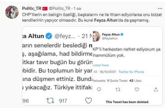 Bu zihniyet değişmez! CHP’li Avukat Feyza Altun kin kustu: AK Partili herkesten nefret ediyorum